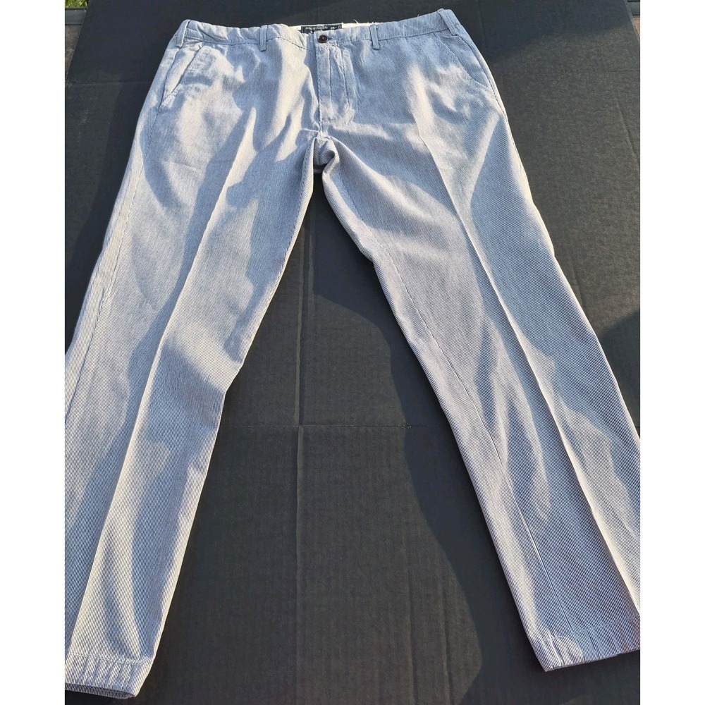 Abercrombie & Fitch Mens Blue White Striped Chino Pants 34x32 Seersucker Style